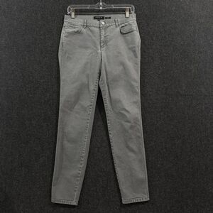 Lafayette 148 Pants Womens 6 Gray Mercer Slim Straight Stretch Denim Jeans